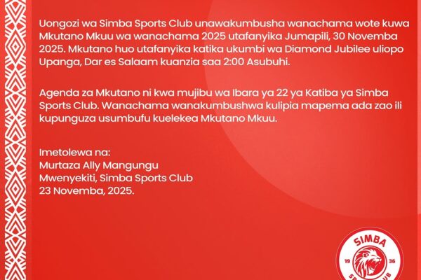 Simba Sports Club Yatoa Taarifa Muhimu Kuhusu Mkutano Mkuu wa Wanachama 2025