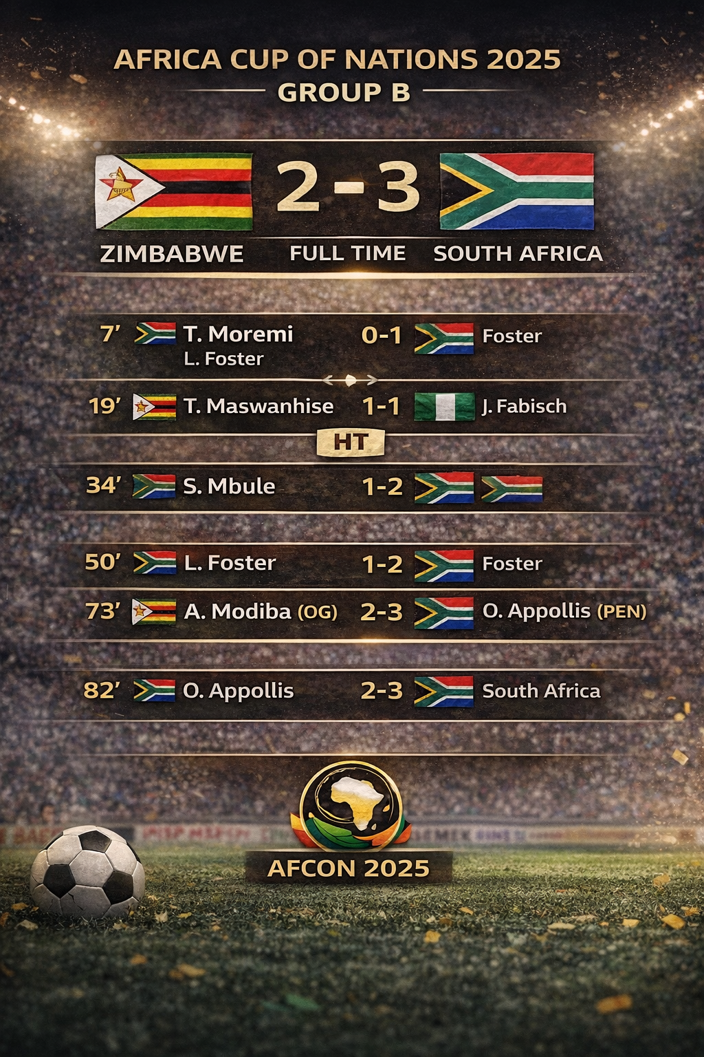 Zimbabwe vs South Africa AFCON 2025