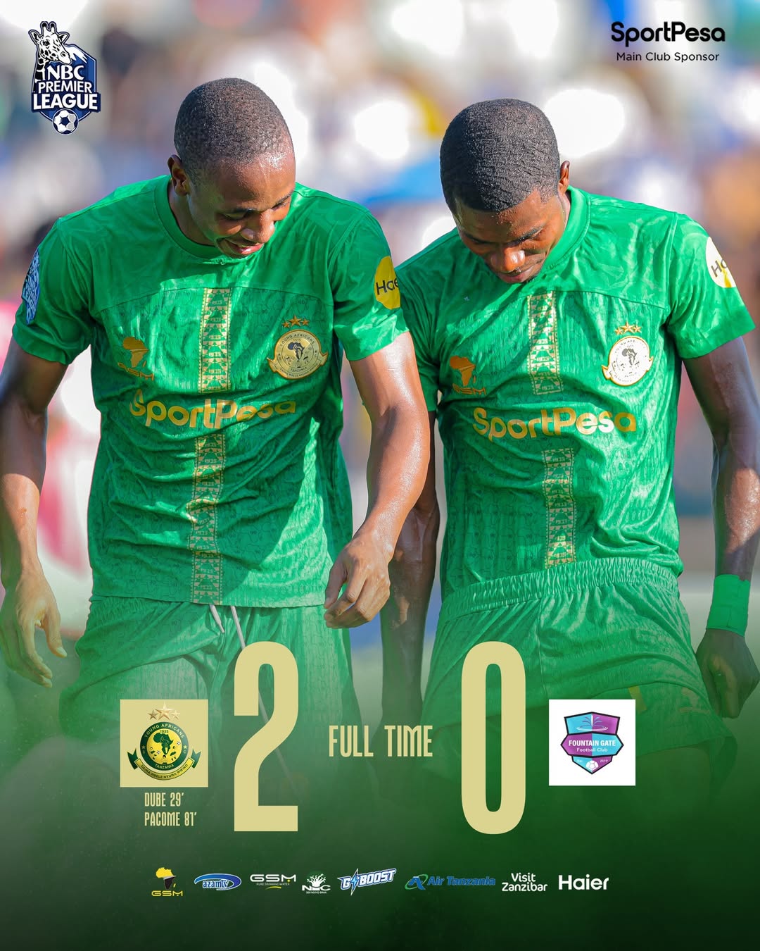 Matokeo ya Mechi Ya Young Africans Dhidi ya Fountain Gate