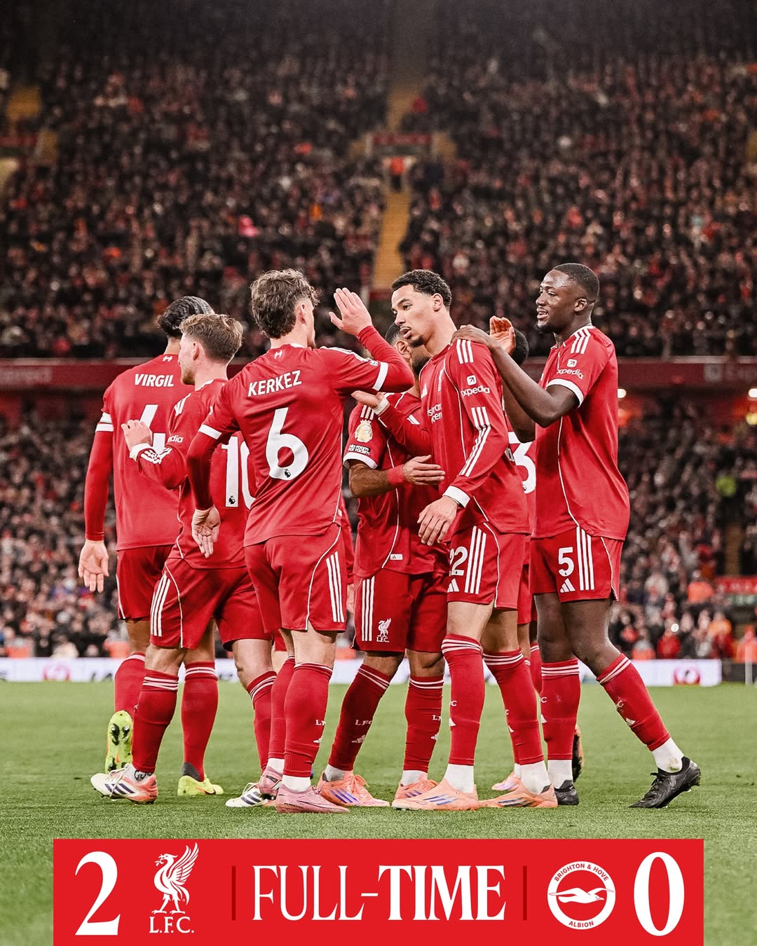 Liverpool Yaifunga Brighton 2-0