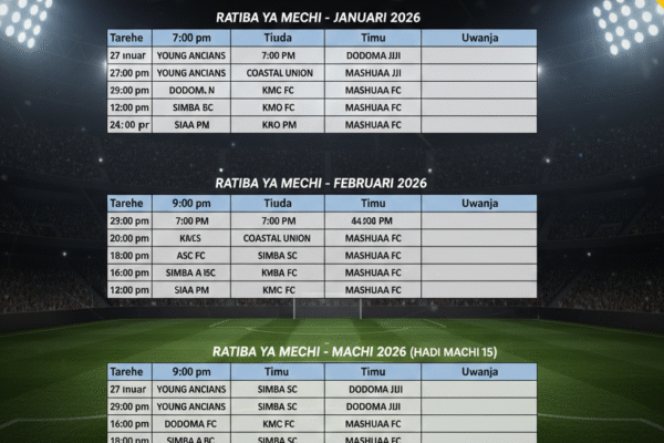 RATIBA YA NBC PREMIER LEAGUE