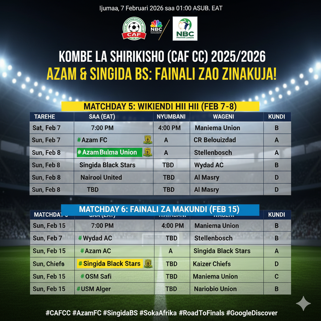 Ratiba ya kombe la shirikisho afrika